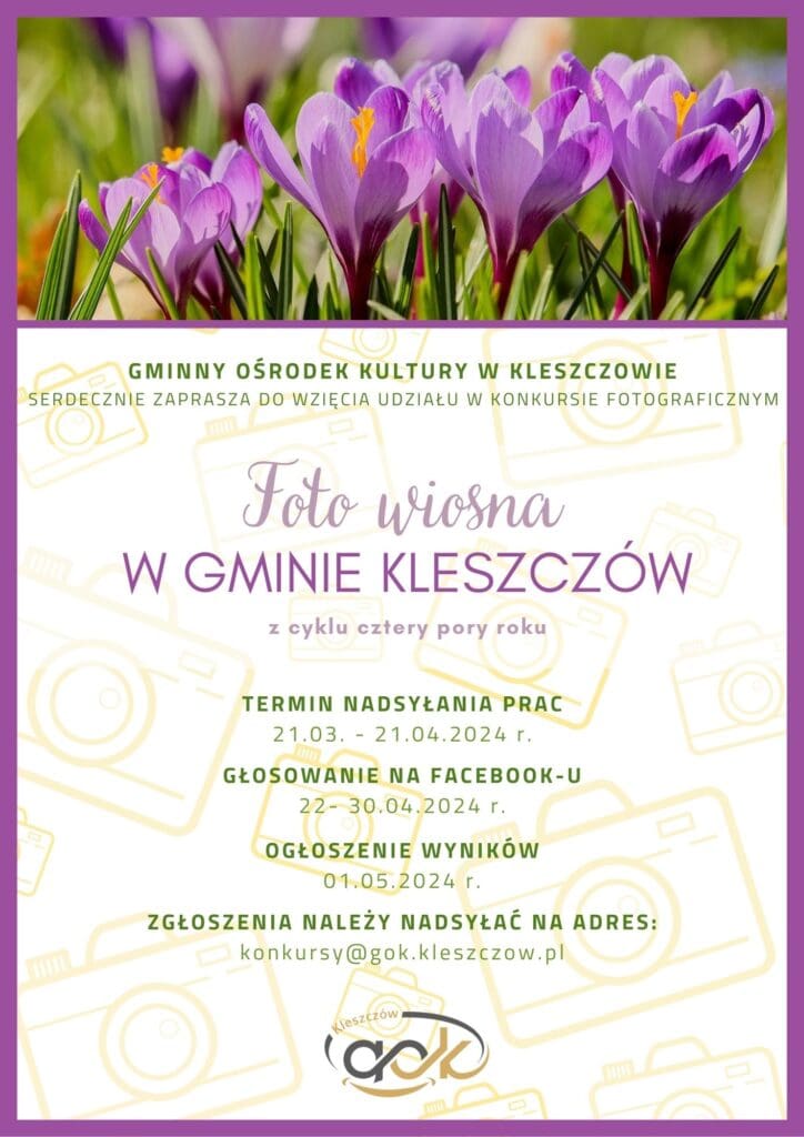 plakat konkursu foto wiosna w Gminie Kleszczów