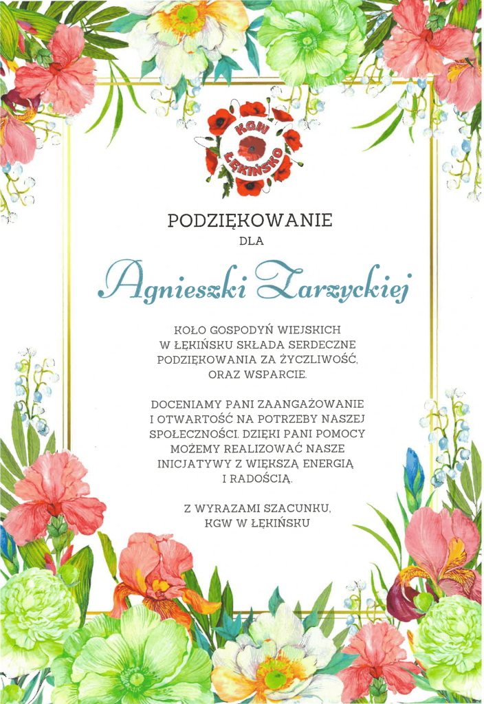 Podziękowanie od KGW Łękińsko